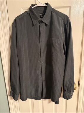 George Men's Long-Sleeve Button-Up Shirt — Charcoal Gray